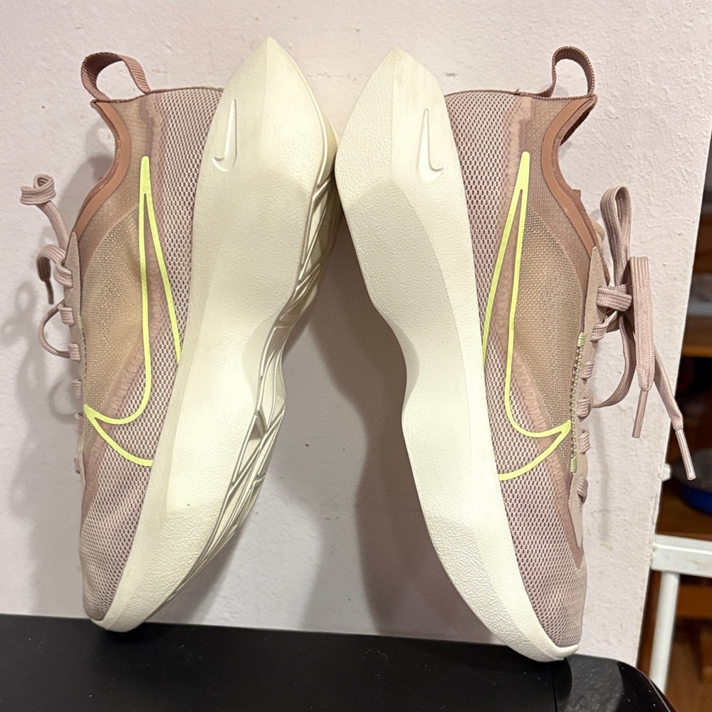 Nike Women's Beige and Neon Green Sneakers